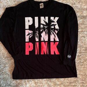 PINK Victoria's Secret Black Long Sleeve Tee with Pink Gradient Logo